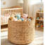 Panier de bateau tissé avec poignées robustes - Bac de rangement en jacinthe d'eau pour la lessive, couvertures, oreillers, salle de bain, salon, organisateur de vestibule