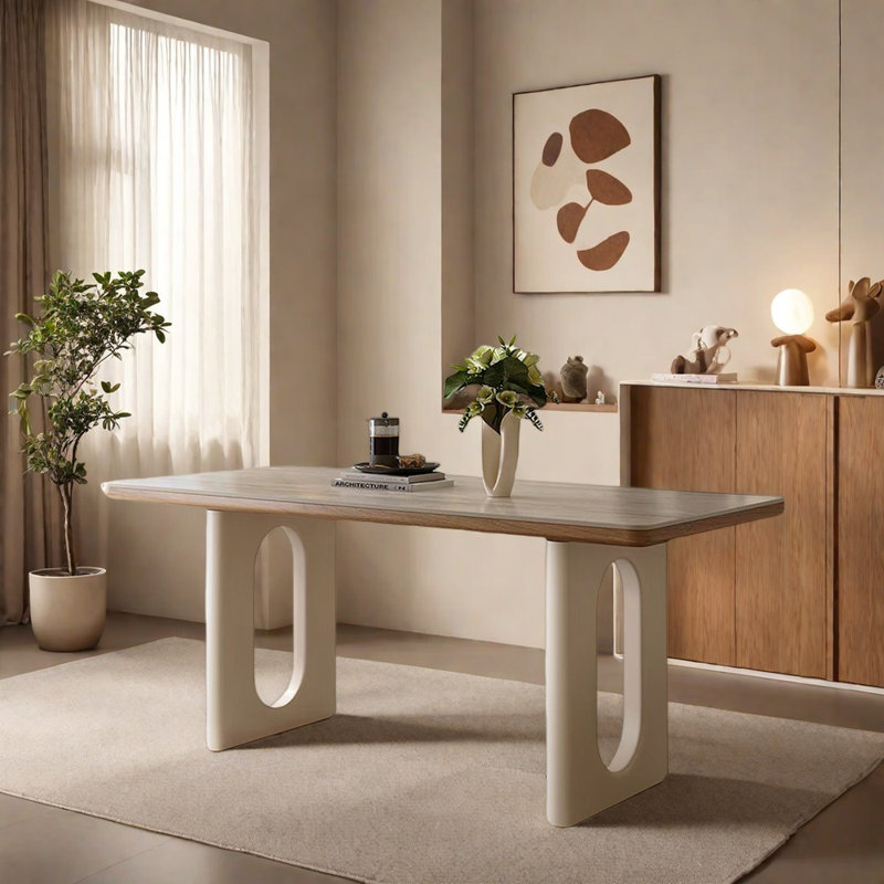 Solid wood rectangular retro dining table, 29.52"H x 70.86"L x 31.49"W