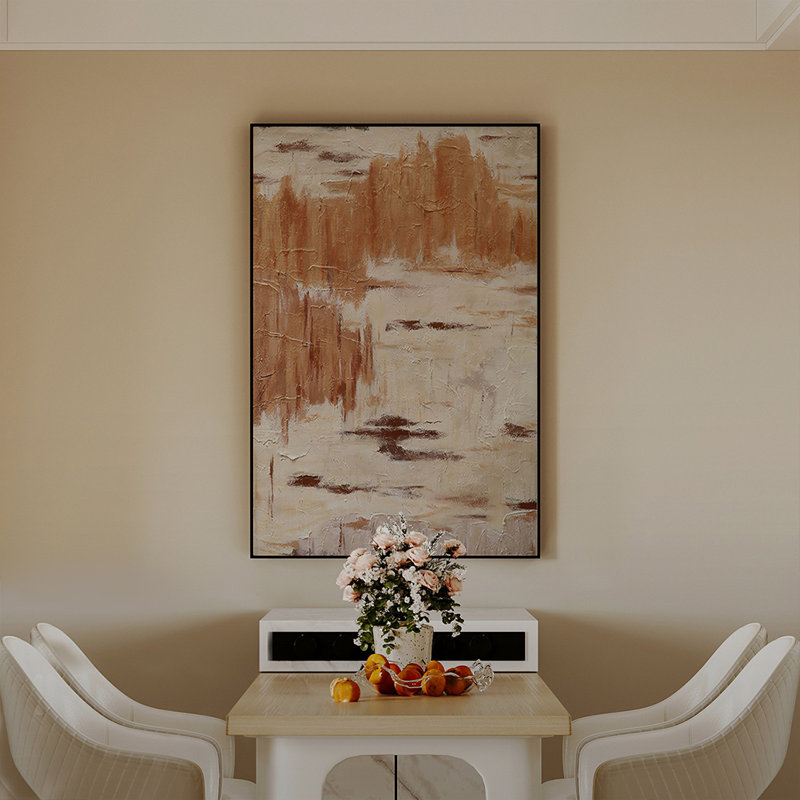 Art mural abstrait, peinture neutre de couleur terre, décor de style Wabi-Sabi et crème, reproduction sur toile prête à être suspendue pour chambre à coucher et entrée