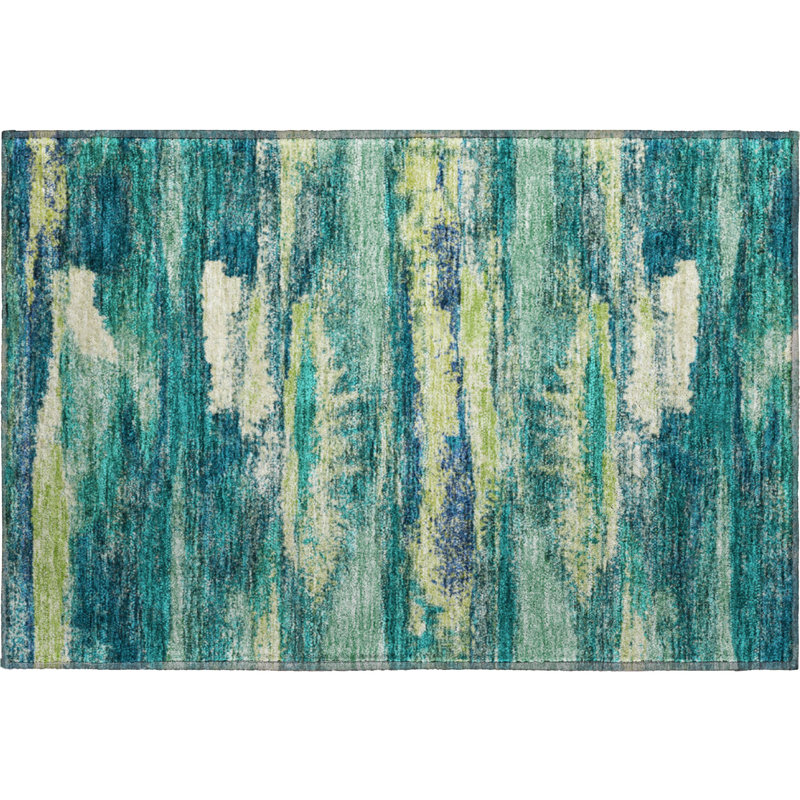 Premium Machine Washable Prisco Emerald Rug, Rectangle 1'8" x 2'6"