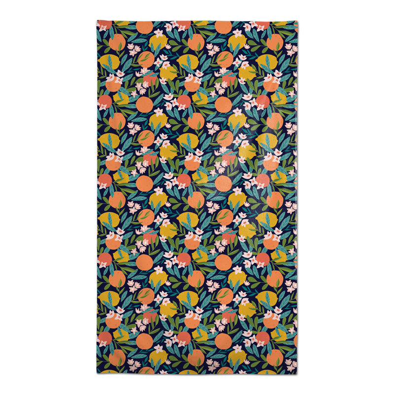 Citrus Fruit Black 3 Tablecloth, Navy