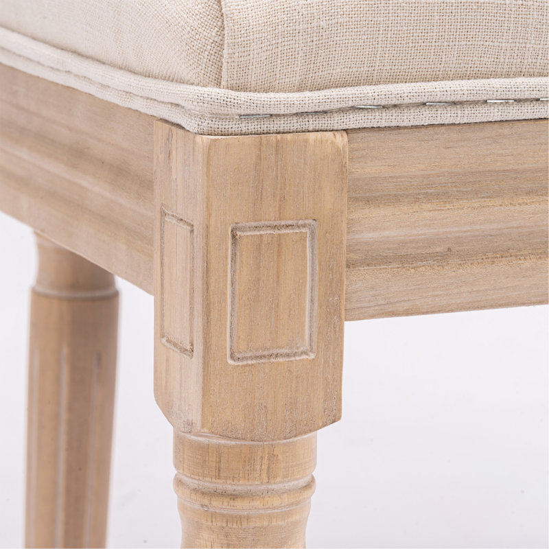 Chaise de salle à manger à structure carrée de style français avec dossier en lin, ensemble de 2