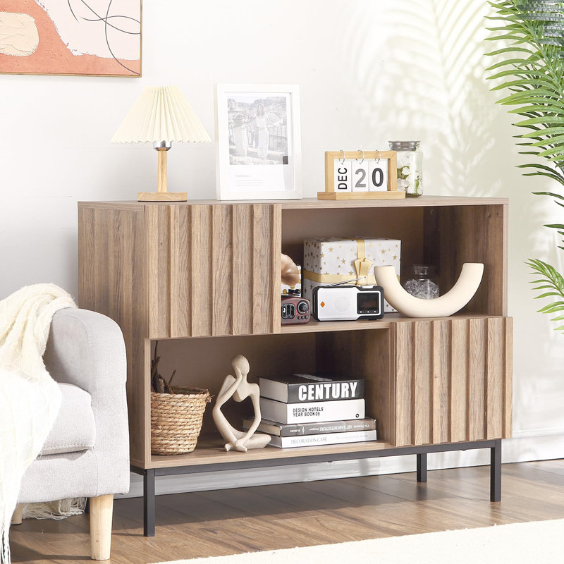 Buffet Farmhouse, console avec tablette et pieds en métal