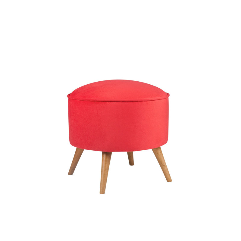 Stylish Red Pouffe with Solid Wood Frame, 17.7 x 17.7 x 16.9 inches | 100% Polyester Fabric, Easy Clean | 32 DNS Foam for Comfort | Perfect Accent for Living Room & Bedroom, Durable & Chic Design