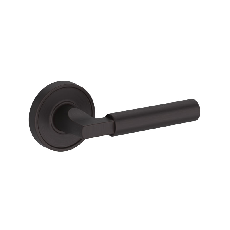 Lake Forest Full Dummy Lever with Recessed Round Rose in Satin Nickel, Venetian Bronze