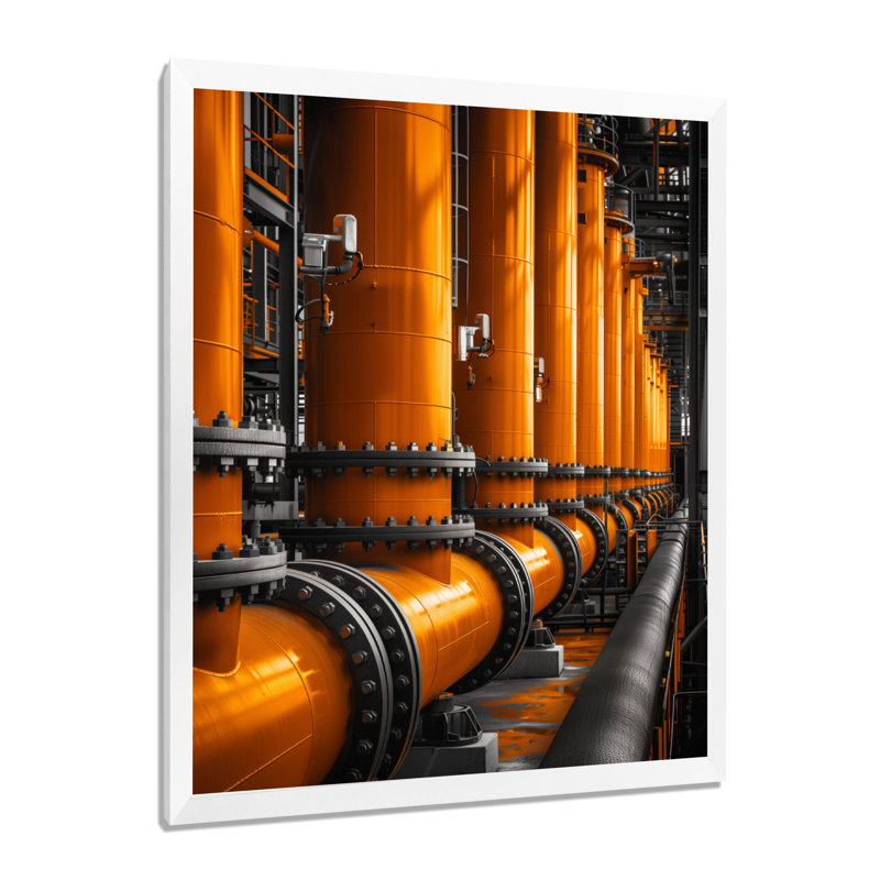 Orange orange Powerhouse Pulse Power Plant I - Power Plants, art mural, Cadre photo blanc, H 16 po x l 32 po