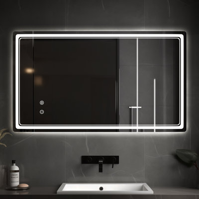 LED Mirror for Bathroom – Vanity Mirror with Lights, Dimmable Touch Sensor, and Anti-Fog Function