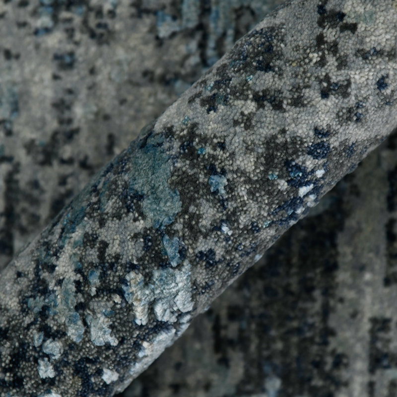 Tapis bleu en laine et en soie noué à la main Bergson, Rectangle 8 pi x 10 pi