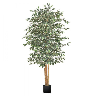 6FT Artificial Ficus Tree Tall Faux Plant with Black Pot for Indoor Decor