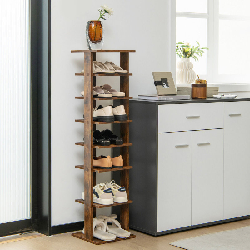 7 Pair Shoe Rack, Brown