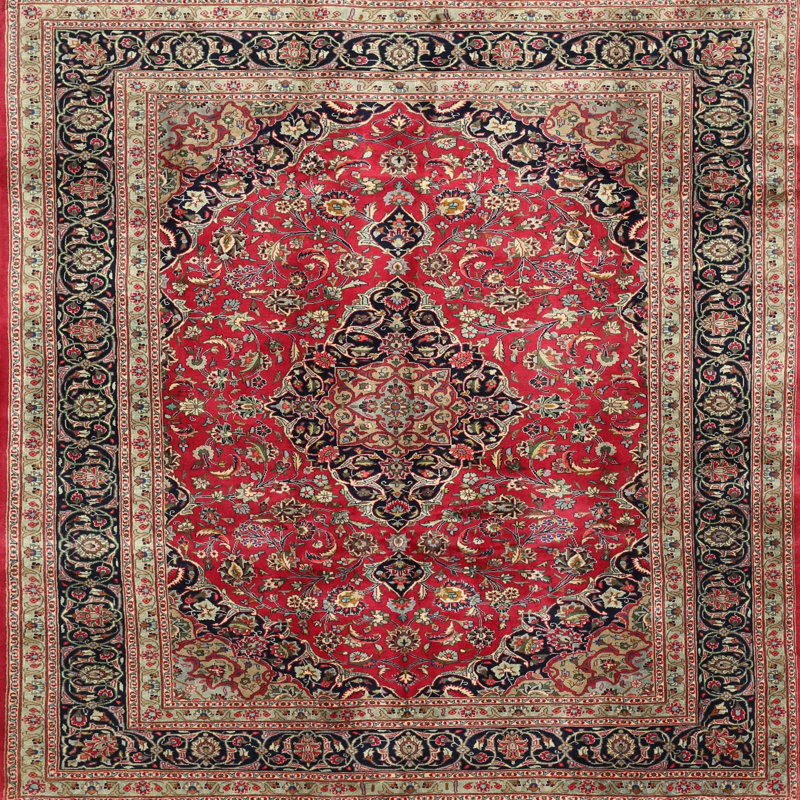 Tapis à motif oriental rouge / brun, Rond 4 pi