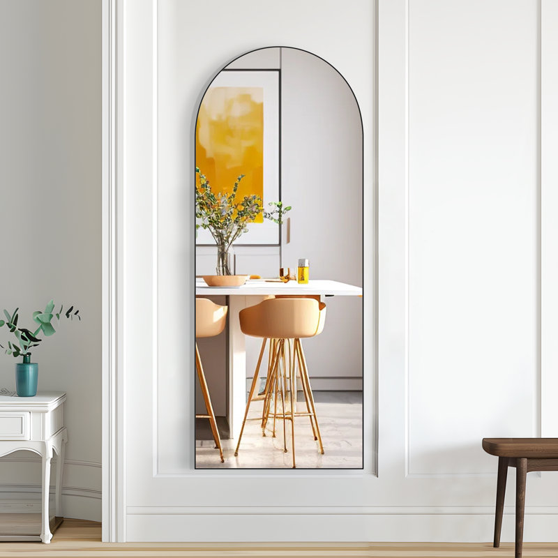 Miroir mural en bois massif Luziano, Noir, 63 po x 25 po