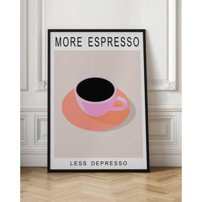 Drôle de café mural, impression minimaliste «More Espresso Less Depresso»