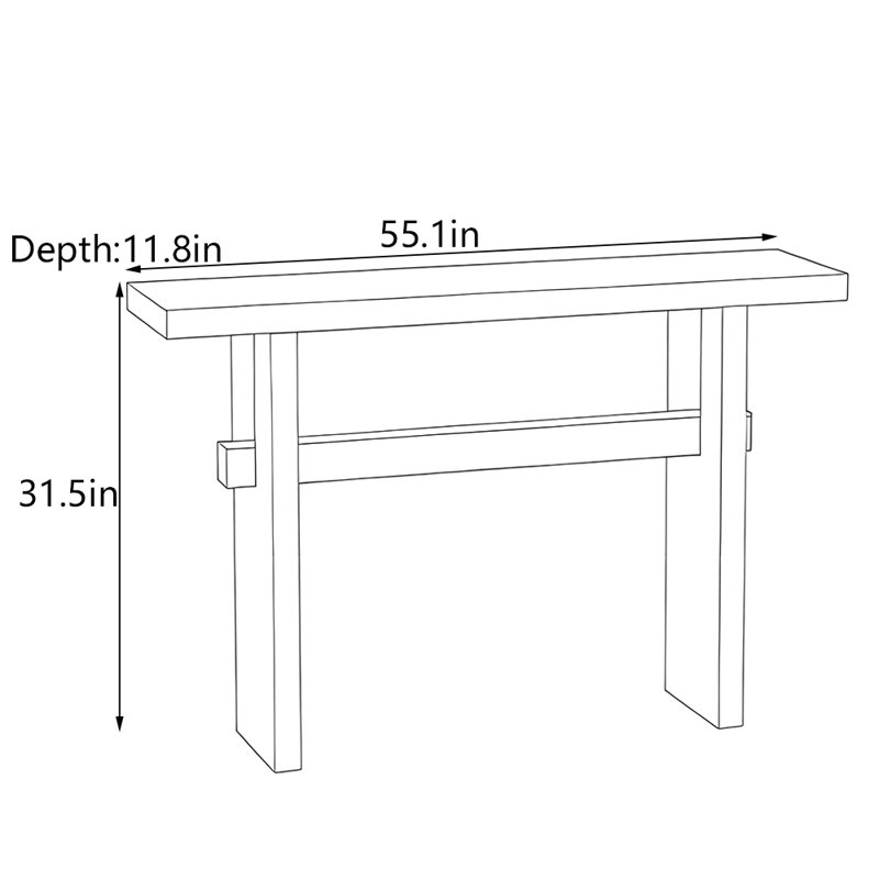 Solid Pine Wood Console Table, 31.5" H x 55.1" W x 11.8" D
