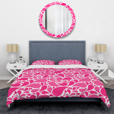 Pink Floral Paisley - Abstract Duvet Cover Set - Microfiber Polyester