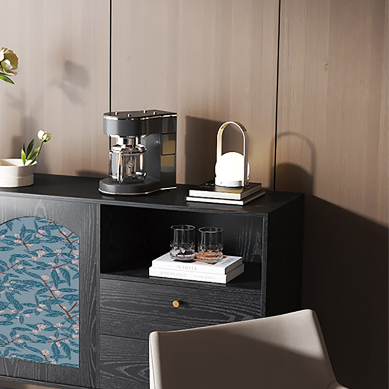 Buffet multifonctionnel 59,1 po, Noir, noir, noir, noir