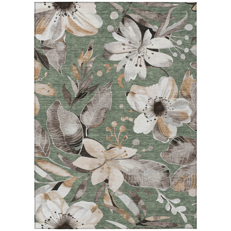 Machine Washable Indoor/Outdoor Millner ACN2260 Floral Rug