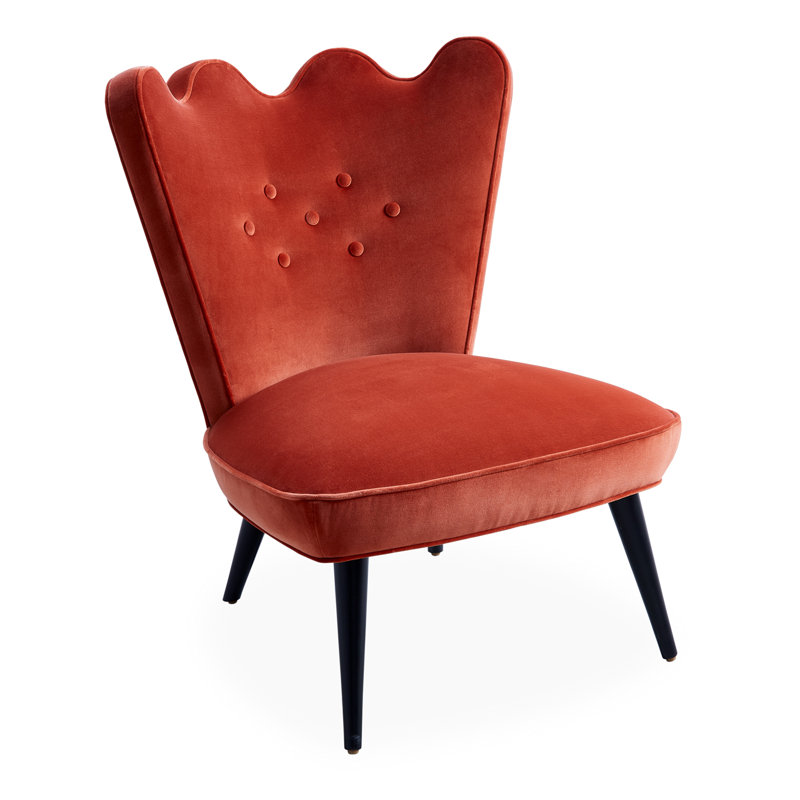 Devere Creme Velvet Slipper Accent Chair with Maple Legs