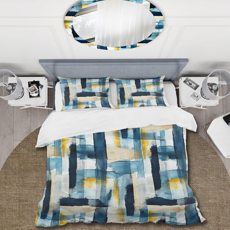 Ensemble de housse de couette Blue Artistic Striped Explosion II, Housse de couette pour très grand lit et 2 très