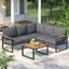 Canapé modulaire d'extérieur en L pour terrasse avec structure et coussins en métal-1696201225