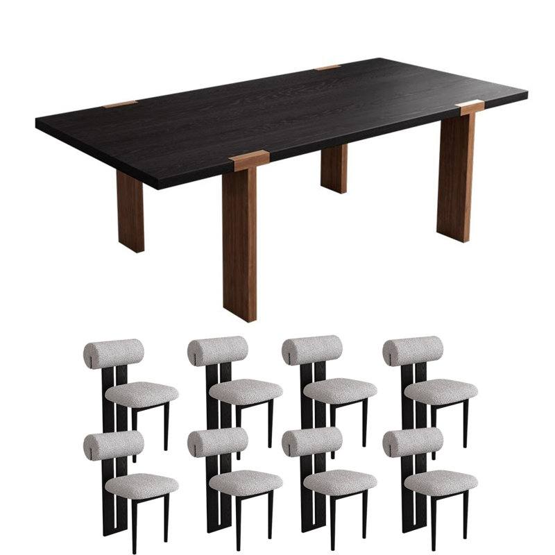 Solid Ash Wood Dining Table, 29.5"H x 78.7"L x 31.5"W