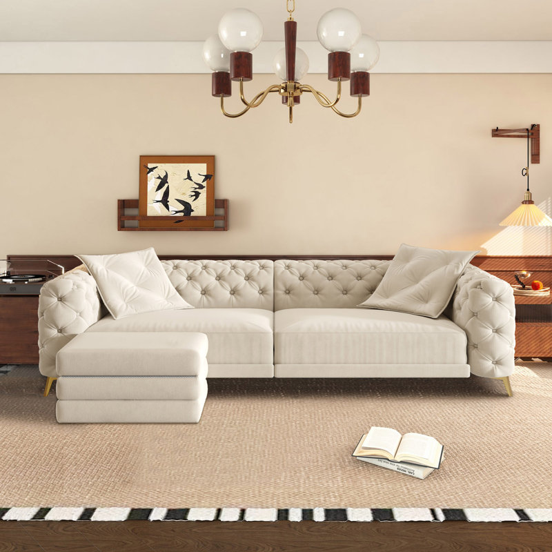 Yates 97.7" 3-In-1 Convertible Sleeper Sofa, Beige