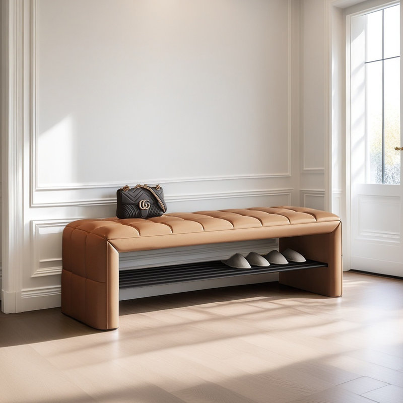 47.2in Shoe Storage Bench, Orange