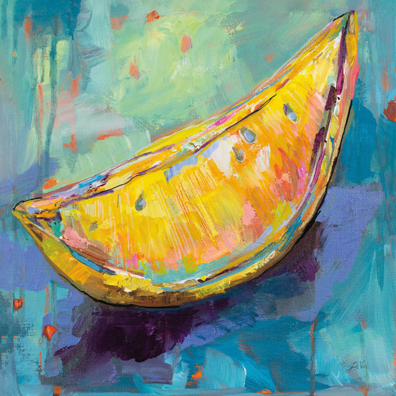 " Lemon Wedge " by Jeanette Vertentes Painting Print, 20" H x 20" W x 1" D, Paper