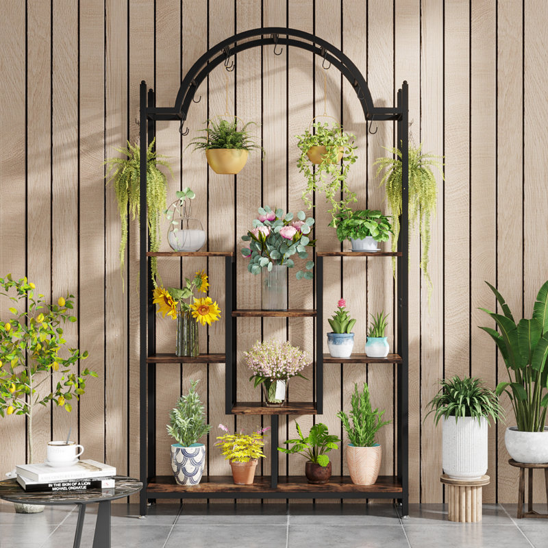 Support pour plante Arceli, Brun / noir