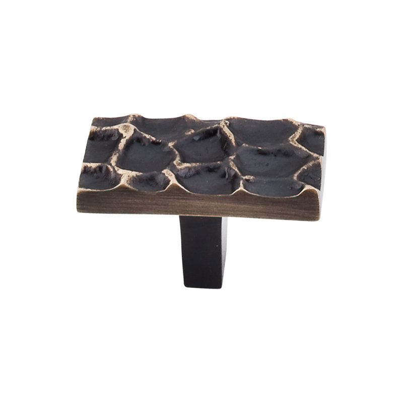 Cobblestone 1 7/8" Length Rectangle Knob, Brass Antique