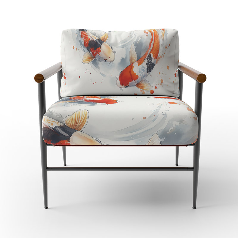 Chaise d'appoint Kois Fish - Fauteuil Koi Fish in Calm, Brown Round Arms