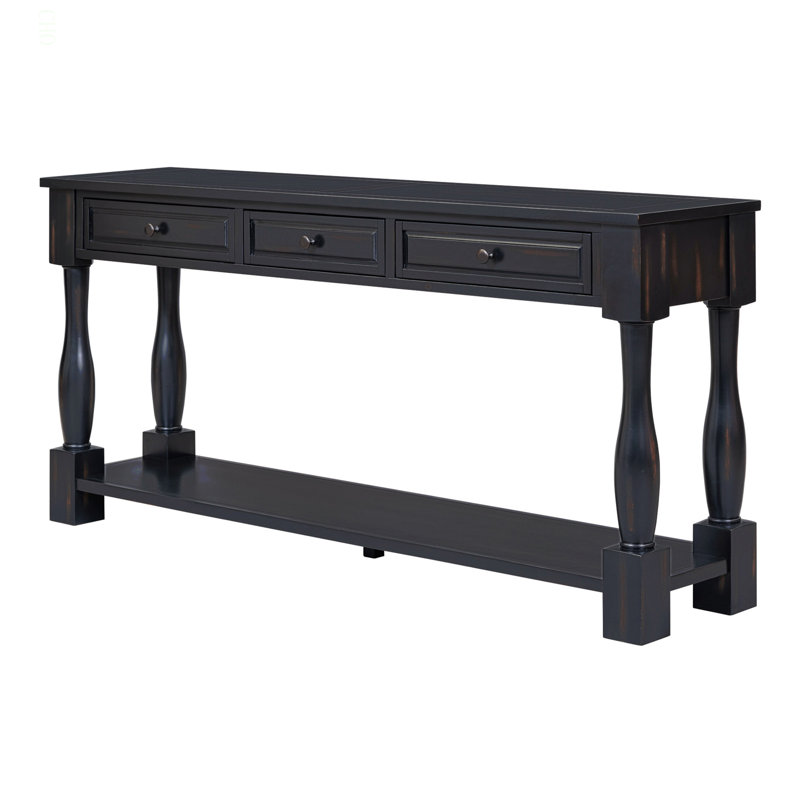 Cervantez 63" Console Table Long Console Table with Drawers and Shelf,entryway table,sofa table, Espresso