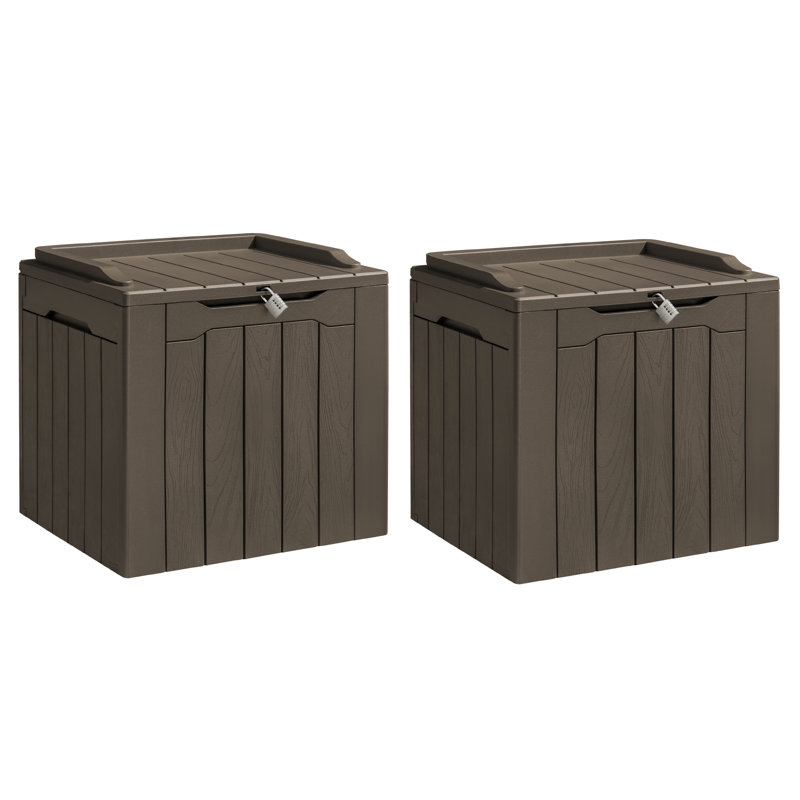Furmax 31 Gallons Resin Lockable Deck Box (Set of 2), Brown