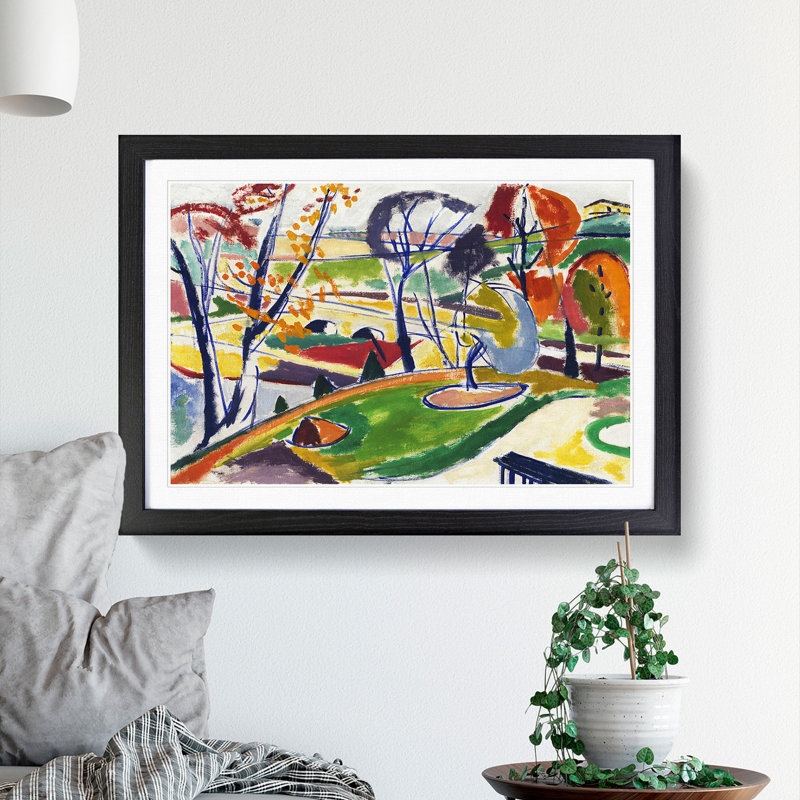 Landscape View by Henry Lyman Sayen - Picture Frame Painting, 27cm H x 36cm W x 2cm D, Black Framed