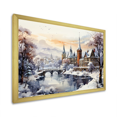 «Europe Village Winter Landscape», art mural paysage d'hiver