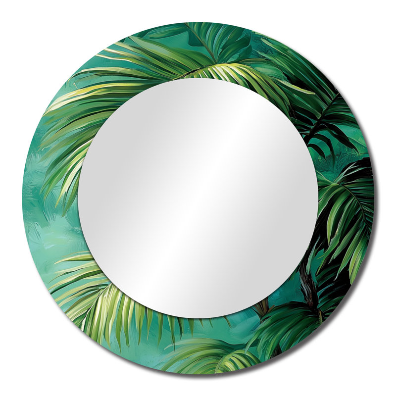 Palmiers tropicaux au Mexique - miroir mural palmiers et palmiers - imprimé sur métal, 23 po x 23 po