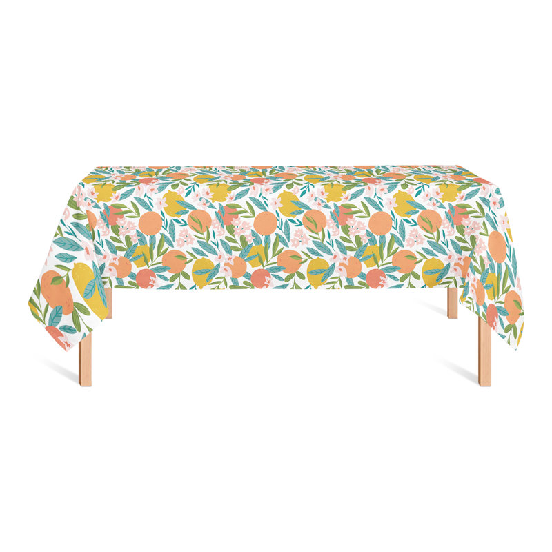 Citrus Fruit Black 3 Tablecloth, White