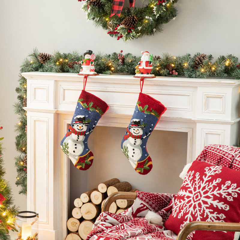 Bas de Noël crocheté 19,00 ", bonhomme de neige