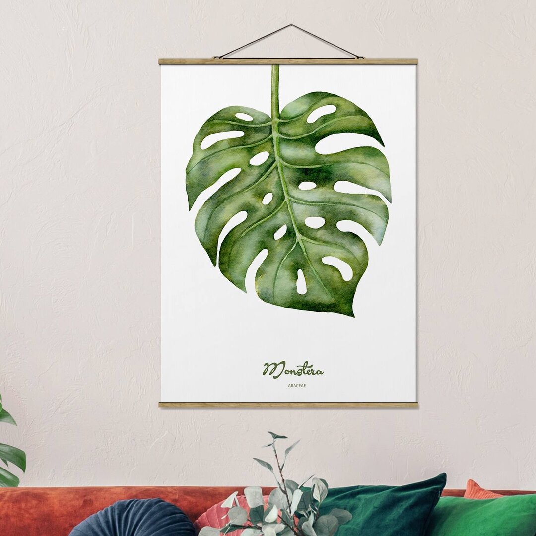 Stoffbild Aquarell Botanik Monstera