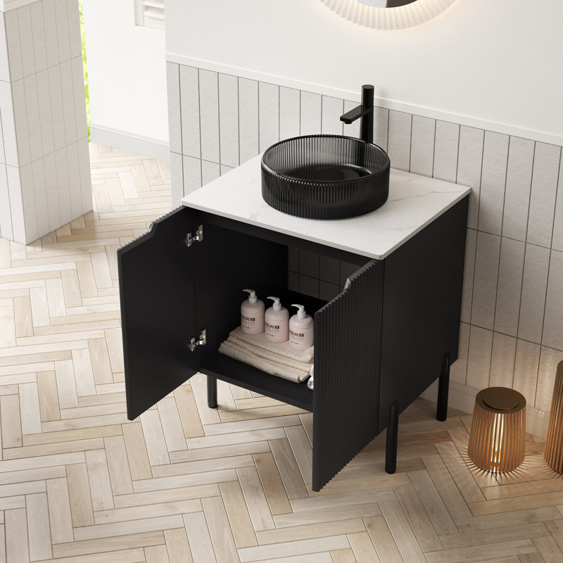 Meuble-lavabo noir 24 po, L 24 po