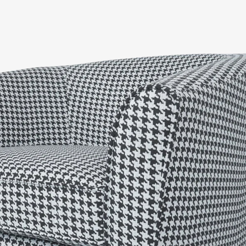 Aajaylah Upholstered Swivel Barrel Chair, White/Black Houndstooth Fabric Duplicate