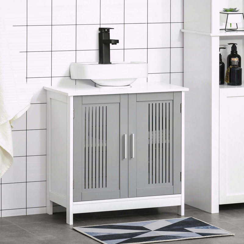 Armoire de salle de bain sous le lavabo moderne avec tablettes réglables kleankin