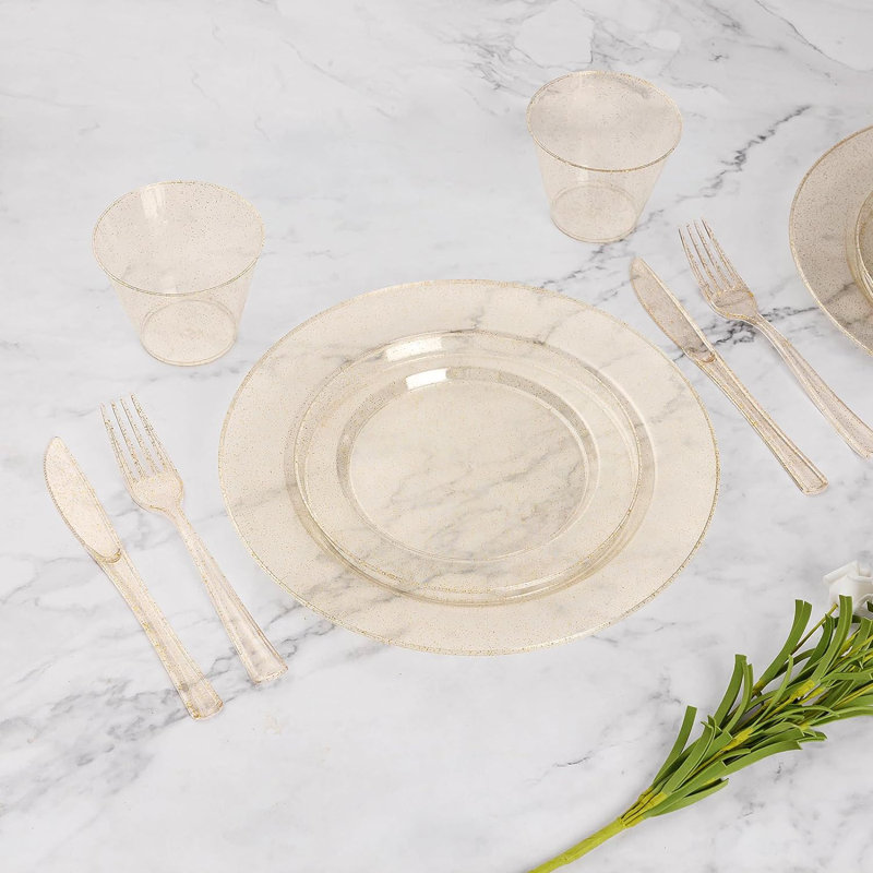 Ensemble de fournitures de fête de mariage jetables en plastique