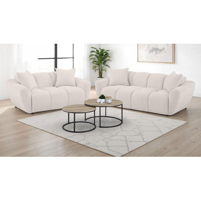 Destino 2-Piece Chenille Splayed Arm Sofa Set Greige