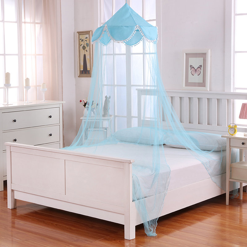 Baldaquin pliable transparent à anneau pour lit d'enfant Pom Pom, Bleu