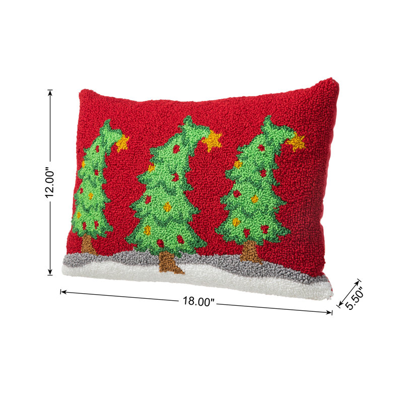 Classic Christmas Trees Hooked Rectangular Throw Pillow