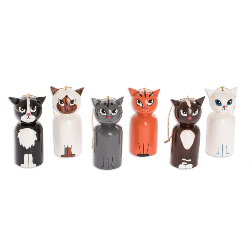 Ensemble de 6 figurines suspendues chats