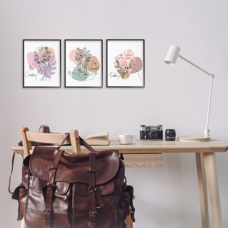  Ensemble de 3 estampes créatives et inspirantes par Chen Alyesh, H 14 po x l 11 po, Giclée encadrée noir minuit