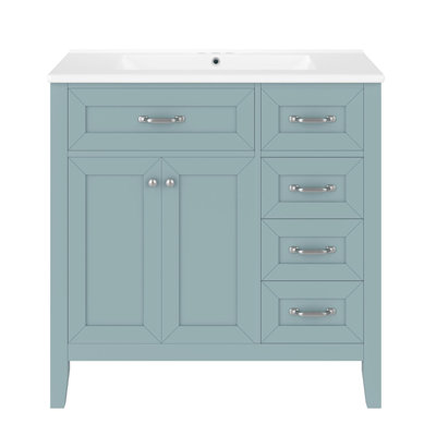 36"bathroom vanity with Ceramic sink and mirror cabinets