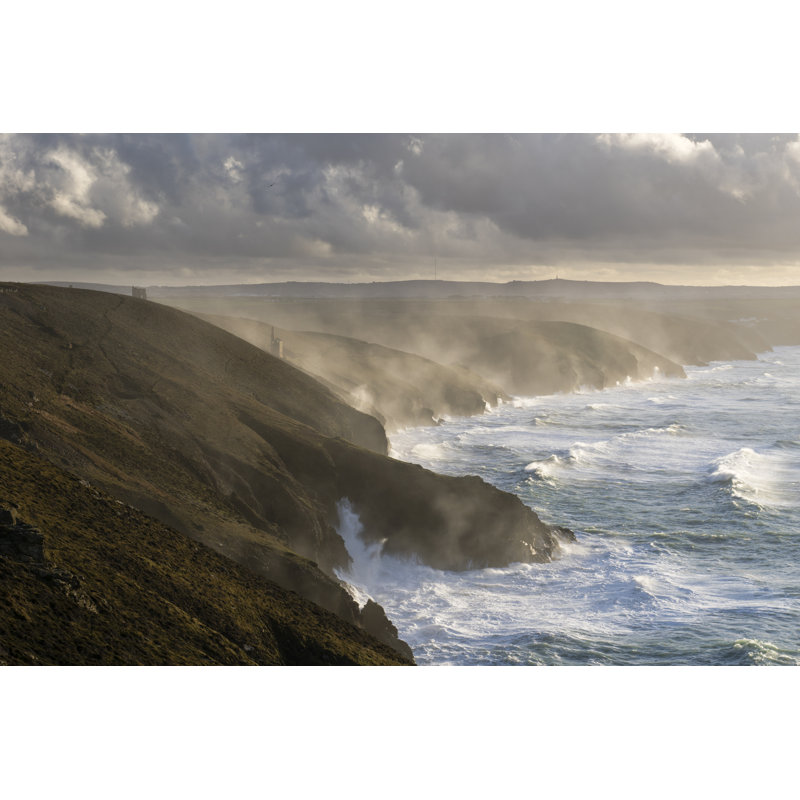 Côte nord de Cornouailles dans une tempête par Moorefam, H 8 po x l 12 po